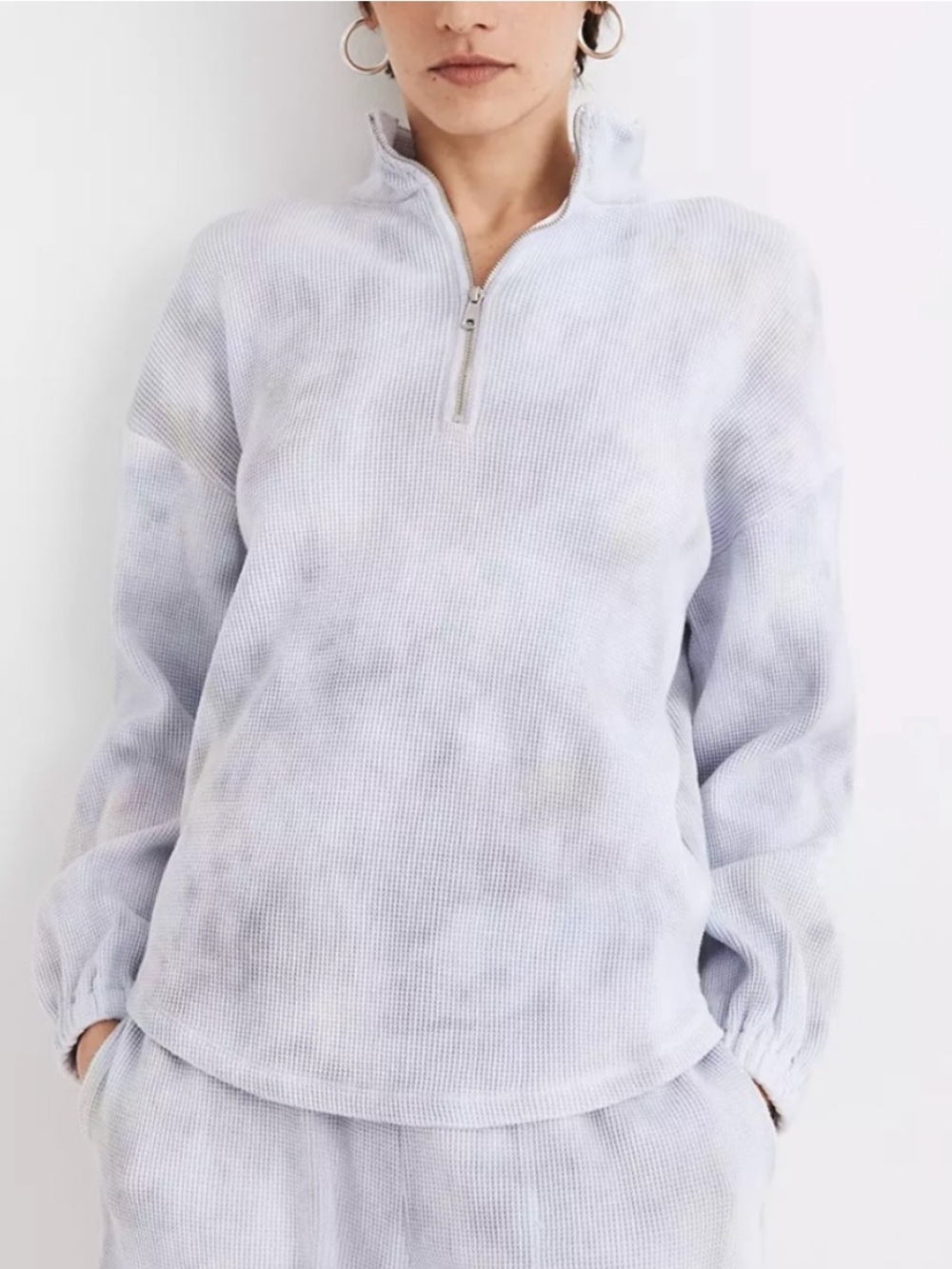 Madewell MWL half zip waffle knit tie dye shirttail sweatshirt size small